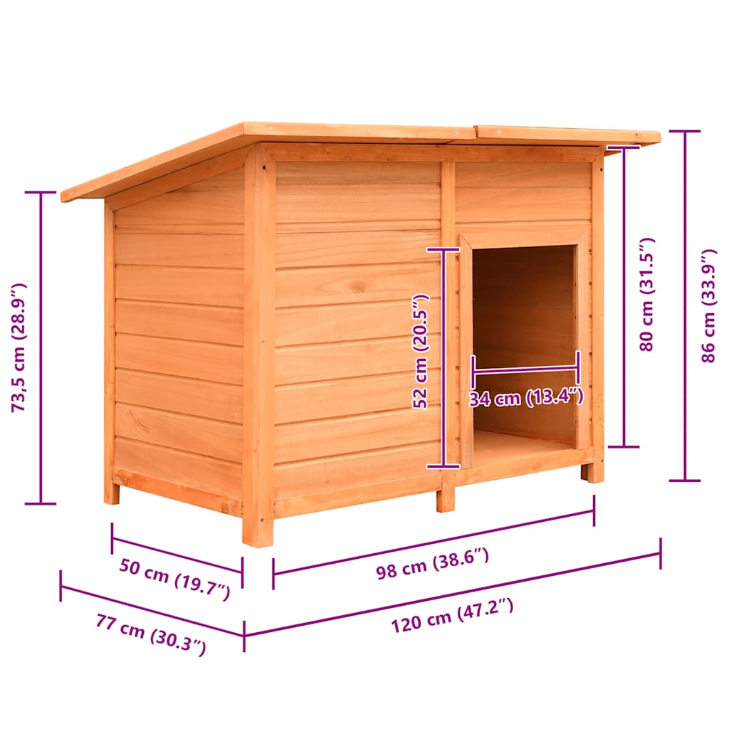 Hundehütte Kiefernholz & Tannenholz 120x77x86 cm