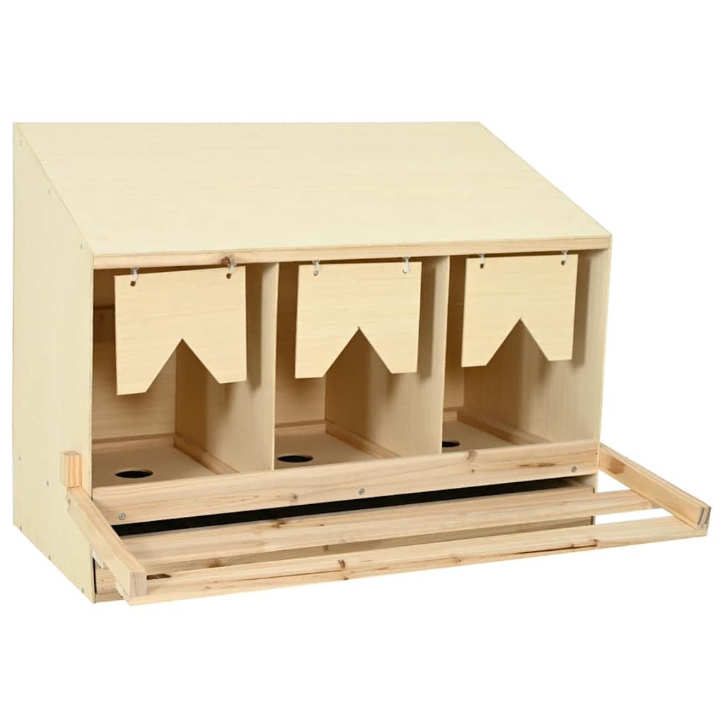 Legenest für Hühner 3 Fächer 93x40x65 cm Massivholz Kiefer