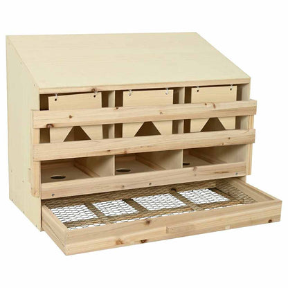 Legenest für Hühner 3 Fächer 93x40x65 cm Massivholz Kiefer