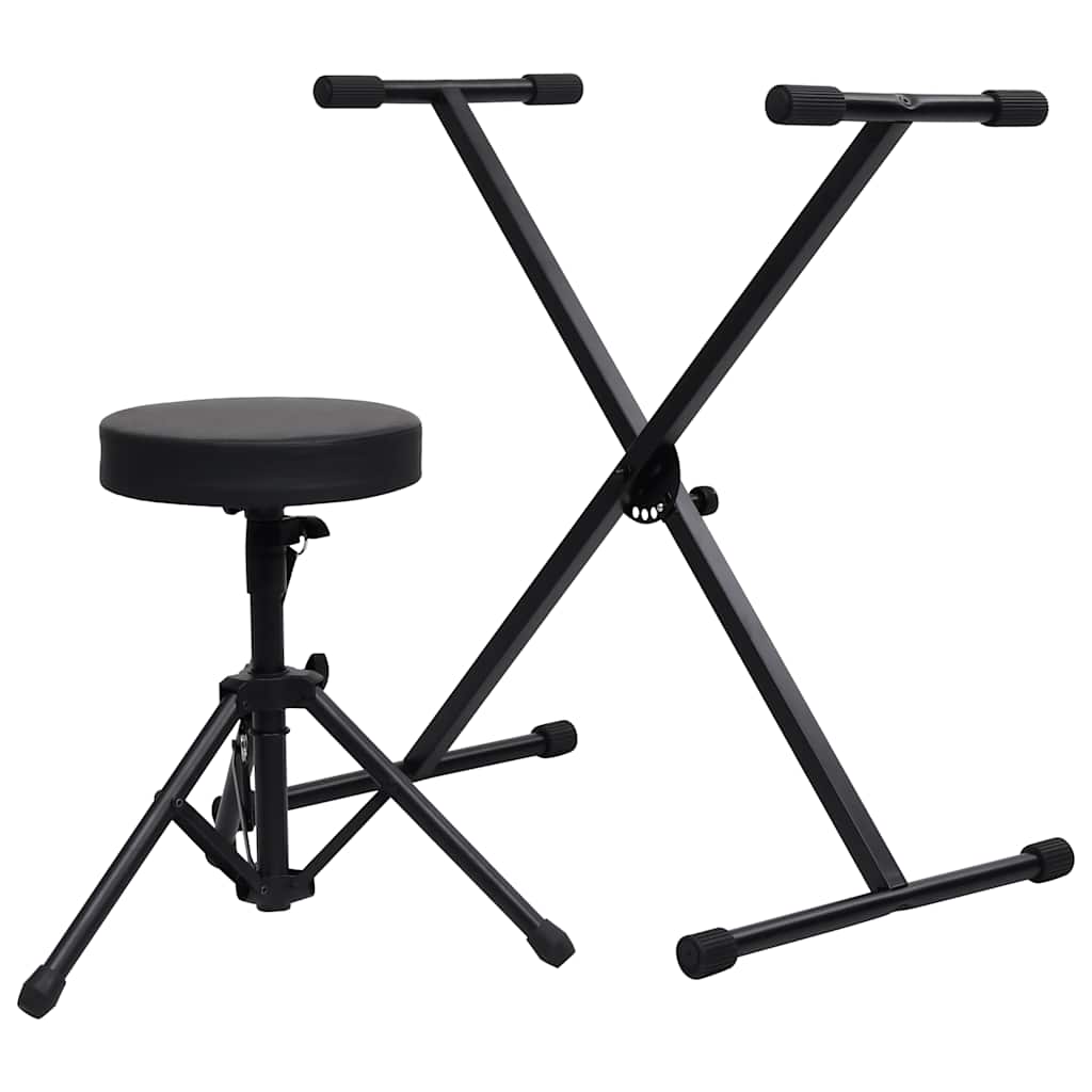 Keyboardständer und Hocker Set Schwarz