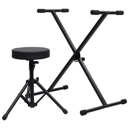 Keyboardständer und Hocker Set Schwarz