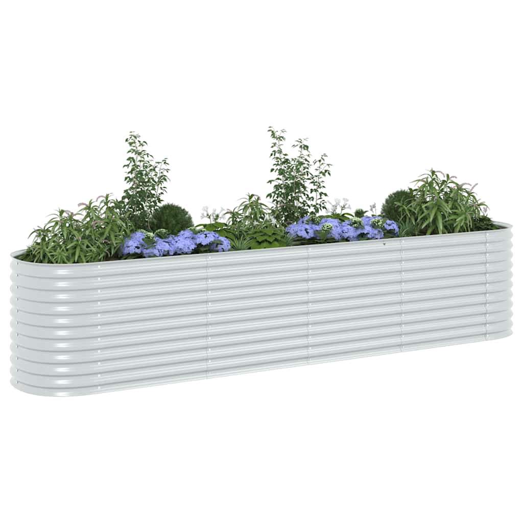 Plate-bande surélevée de jardin 400 x 80 x 81 cm acier galvanisé argent