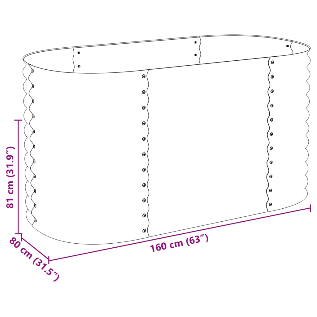 Plate-bande surélevée de jardin 160x80x81 cm acier galvanisé argent