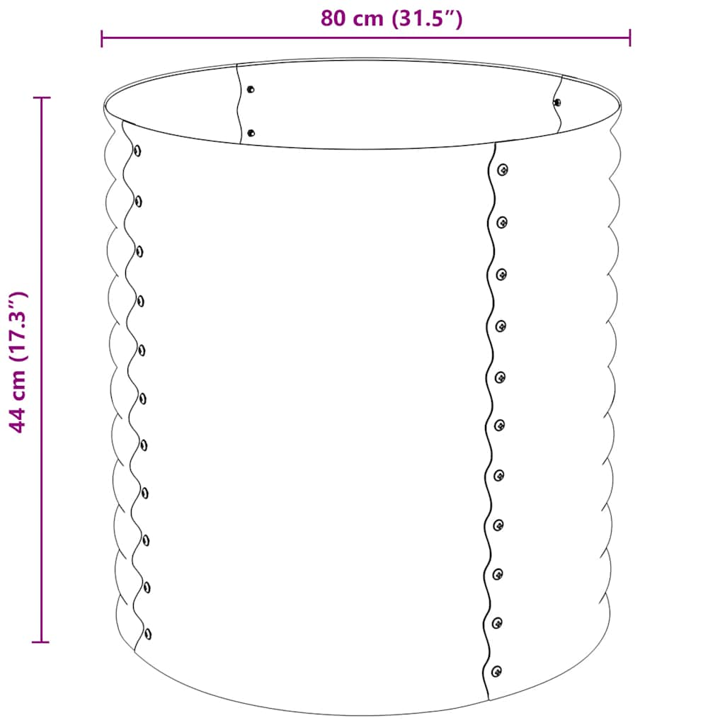 Plate-bande surélevée de jardin 80x80x81 cm acier galvanisé argent