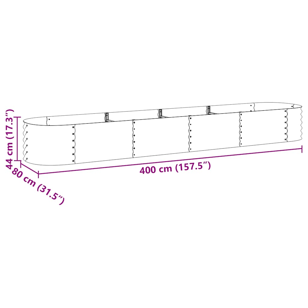 Garten-Hochbeet 400 x 80 x 44 cm Verzinkter Stahl Silbern