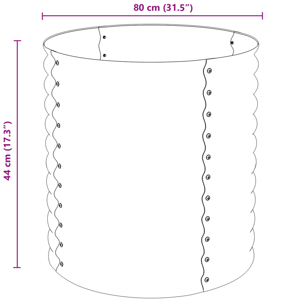 Plate-bande surélevée de jardin 80x80x81 cm acier galvanisé gris