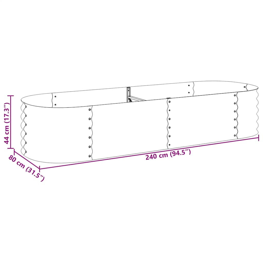 Garten-Hochbeet 240x80x44 cm Verzinkter Stahl Grau