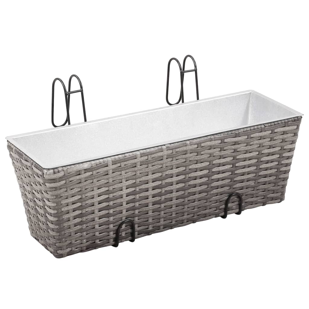 Balcony raised bed 2 pcs. 50 cm gray poly rattan