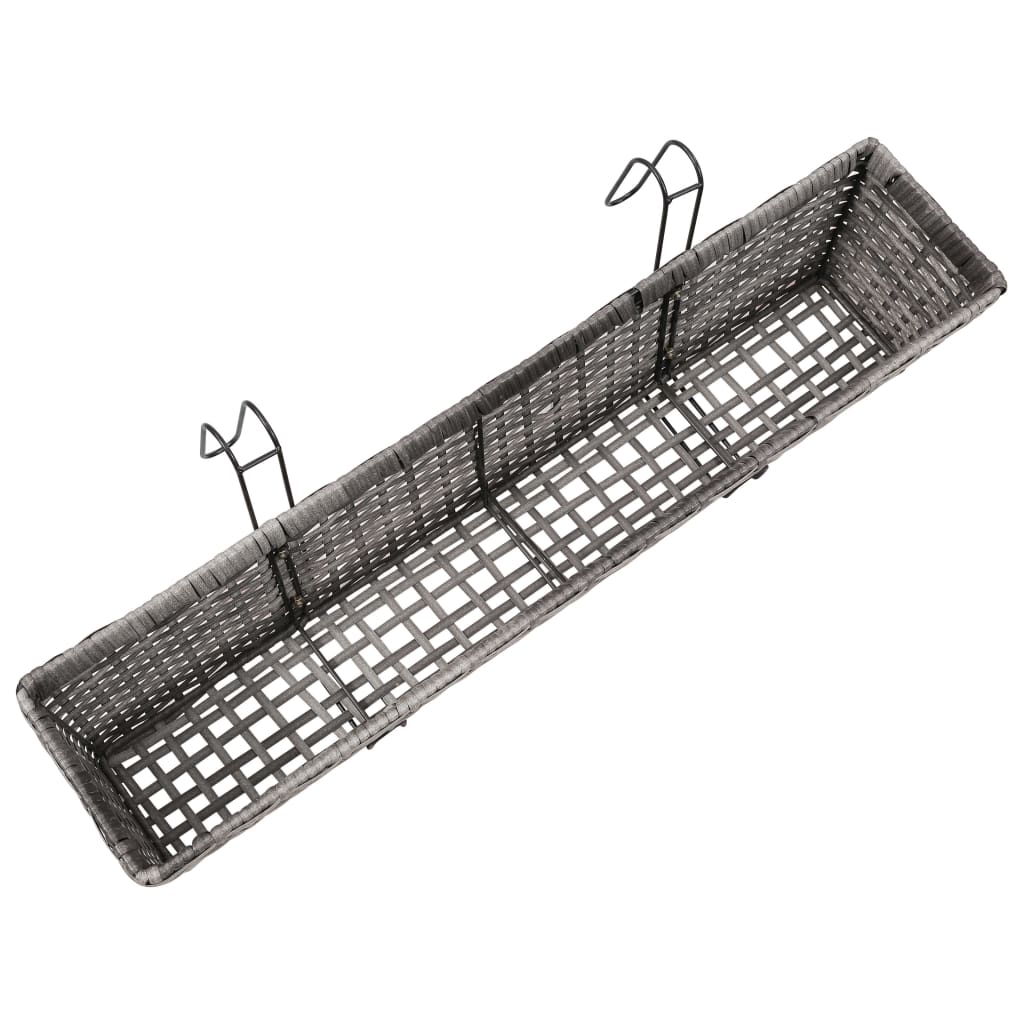 Balcony raised bed 2 pcs. 80 cm gray poly rattan