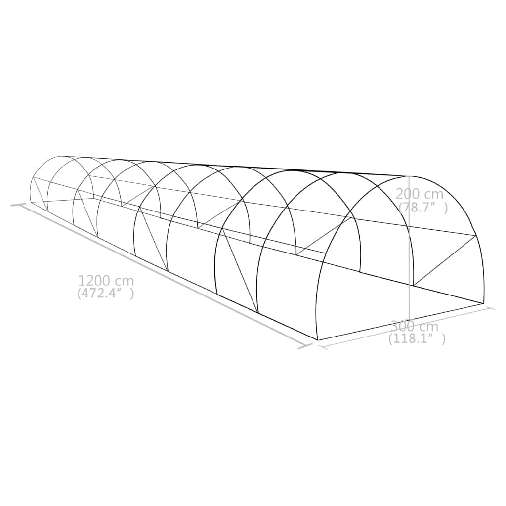 Gewächshaus 36m² 1200x300x200 cm