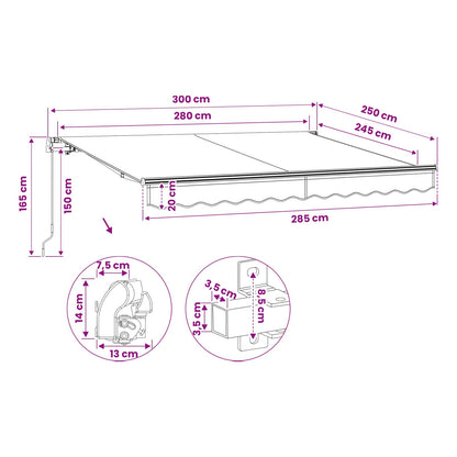 Gelenkarmmarkise Handbetrieben 300 cm Gelb/Weiß