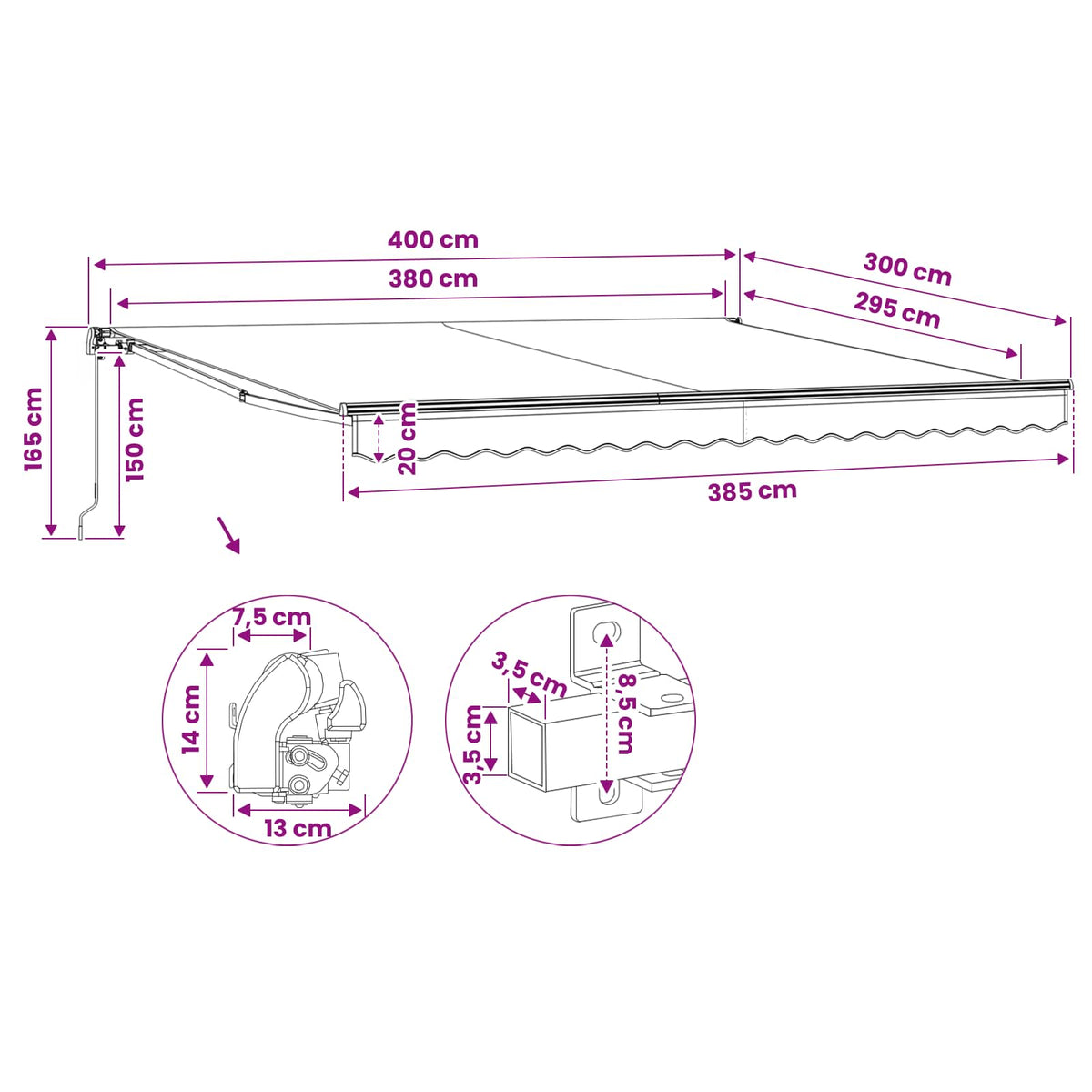 Gelenkarmmarkise 400 cm Cremeweiß