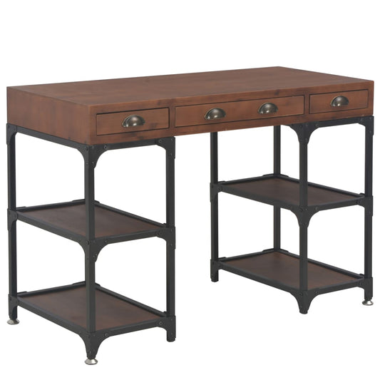 Bureau à 3 tiroirs 110x50x78 cm en bois de sapin massif