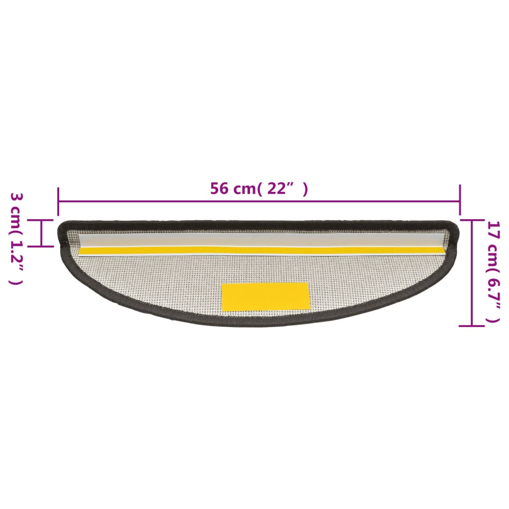Stufenmatten 15 Stk. 56x17x3 cm Dunkelgrau Halbrund