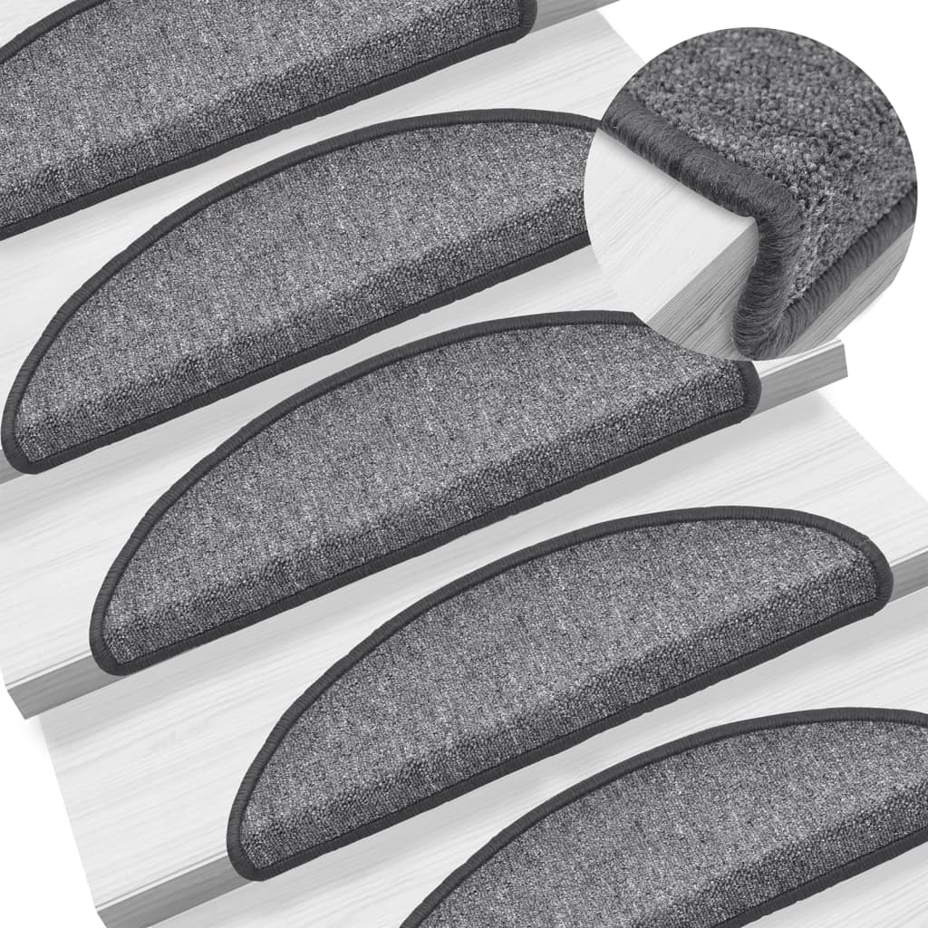 Stufenmatten 15 Stk. 56x17x3 cm Dunkelgrau Halbrund