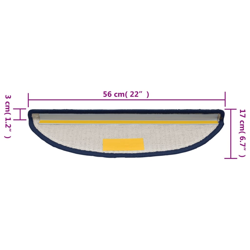 Stufenmatten 15 Stk. 56x17x3 cm Blau Halbrund