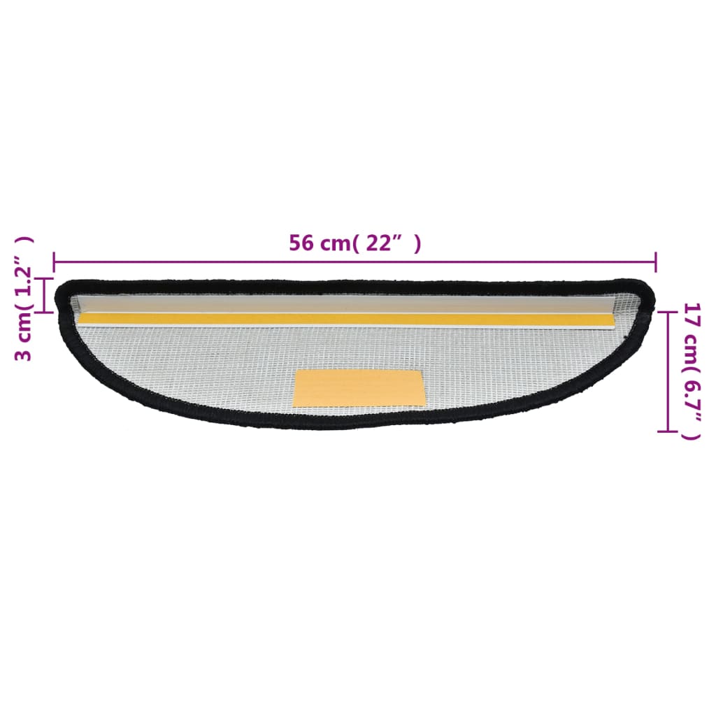 Stufenmatten 15 Stk. 56x17x3 cm Schwarz Halbrund