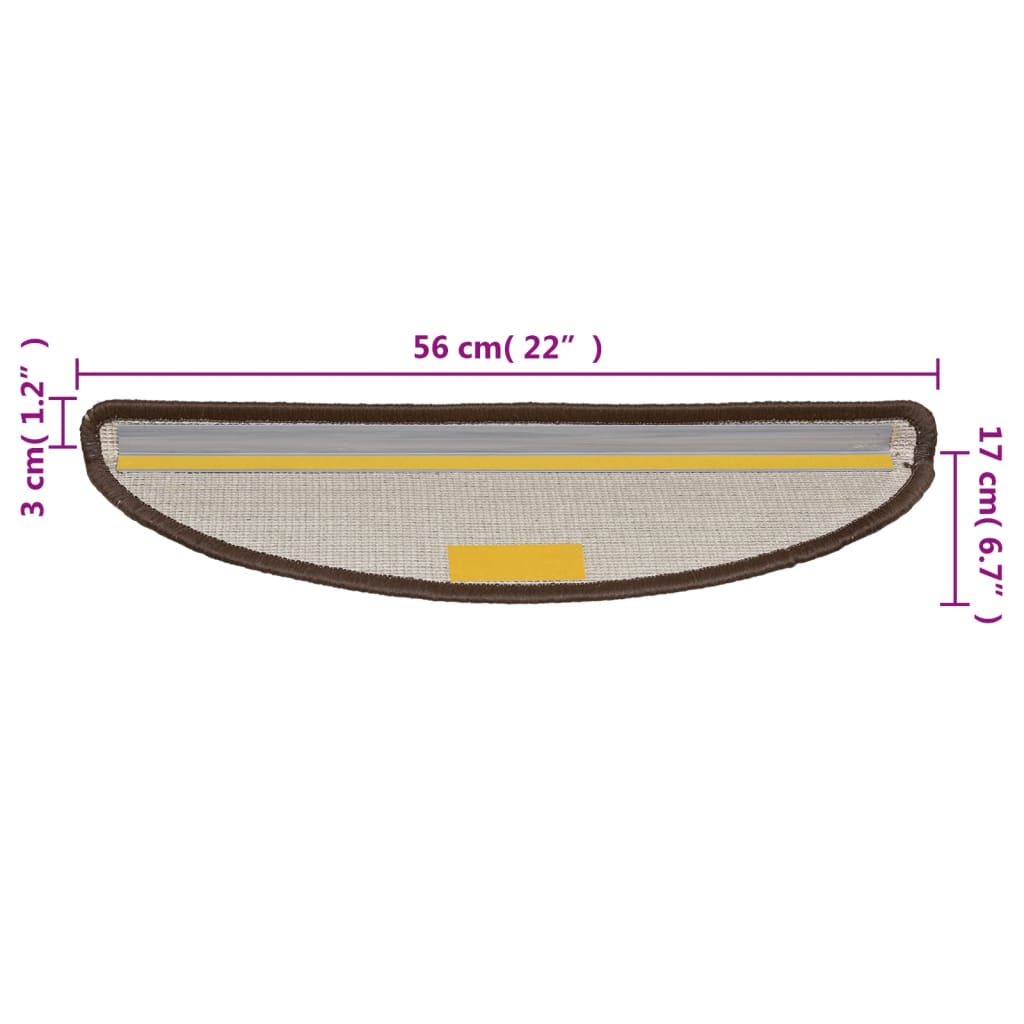 Stufenmatten 15 Stk. 56x17x3 cm Braun Halbrund