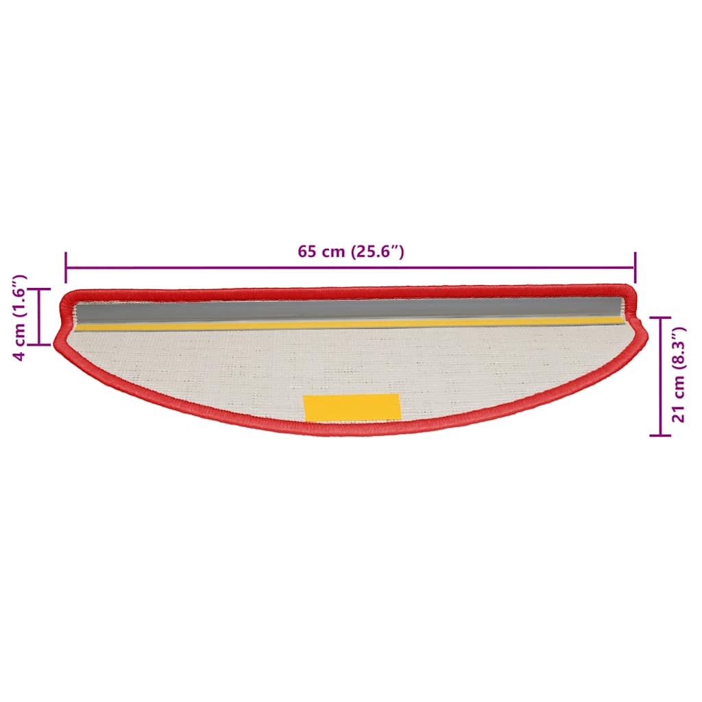 Stufenmatten 15 Stk. 65x21x4 cm Rot Halbrund Groß