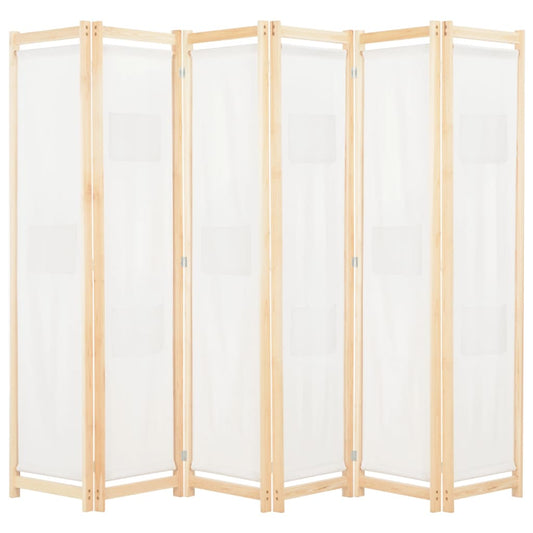 Paravent 6 pièces blanc crème 240 x 170 x 4 cm tissu