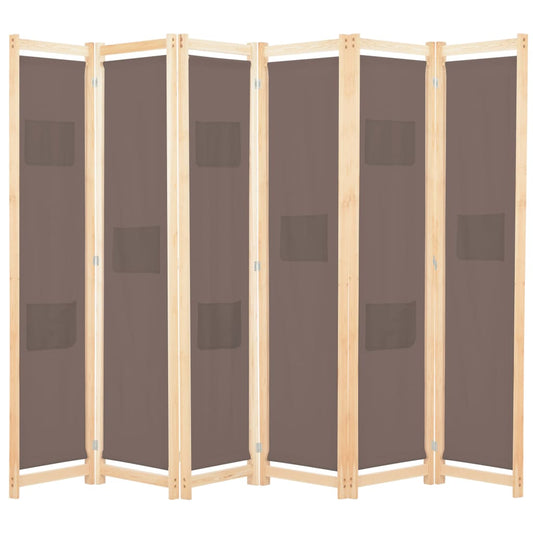 Paravent 6 pièces marron 240 x 170 x 4 cm tissu