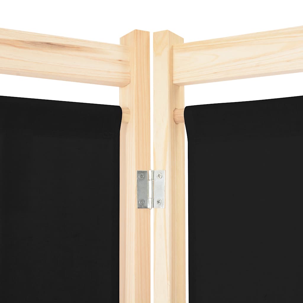 6-teiliger Raumteiler Schwarz 240 x 170 x 4 cm Stoff