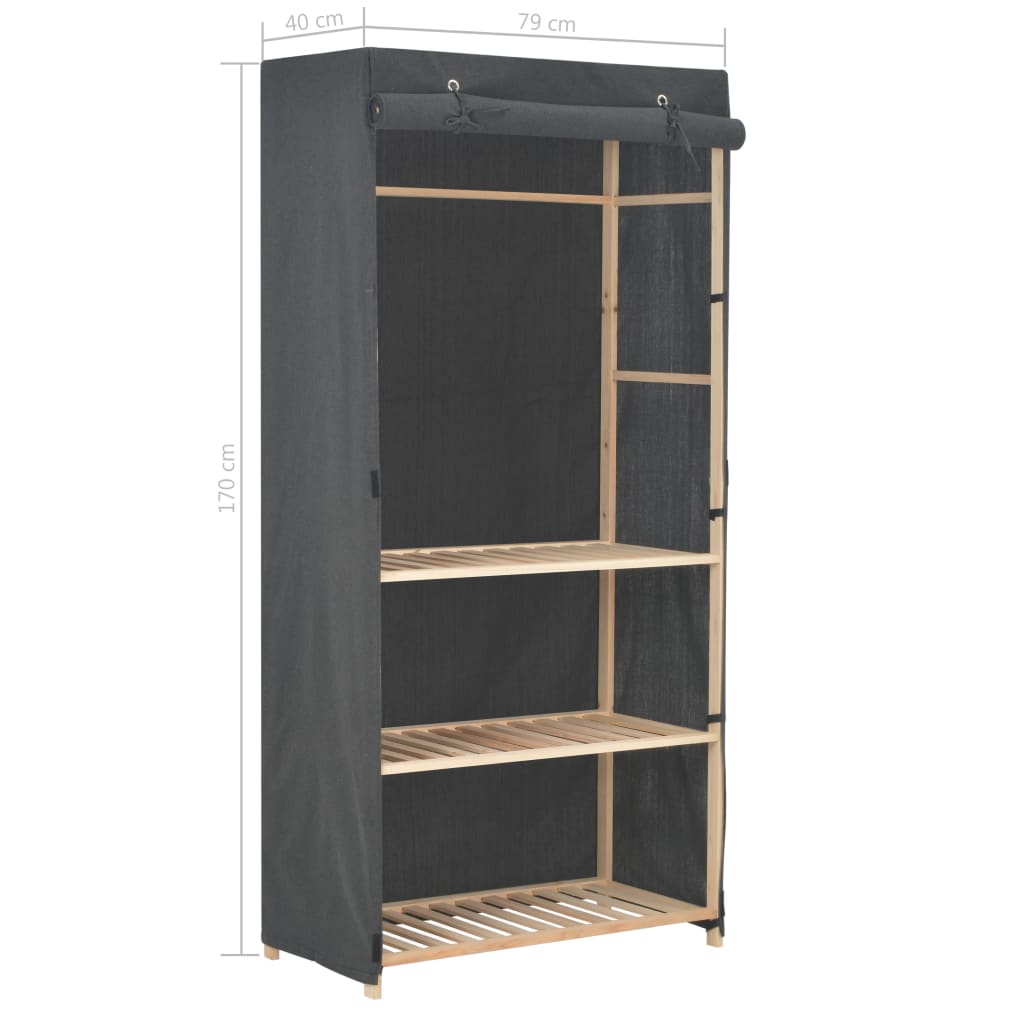 Armoire 3 niveaux grise 79 x 40 x 170 cm tissu