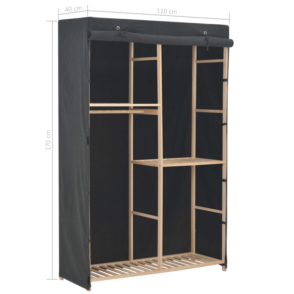 Armoire 3 niveaux grise 110 x 40 x 170 cm tissu