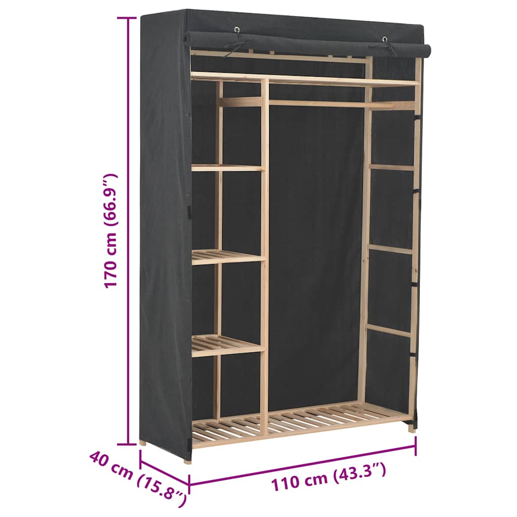 Kleiderschrank Grau 110 x 40 x 170 cm Stoff