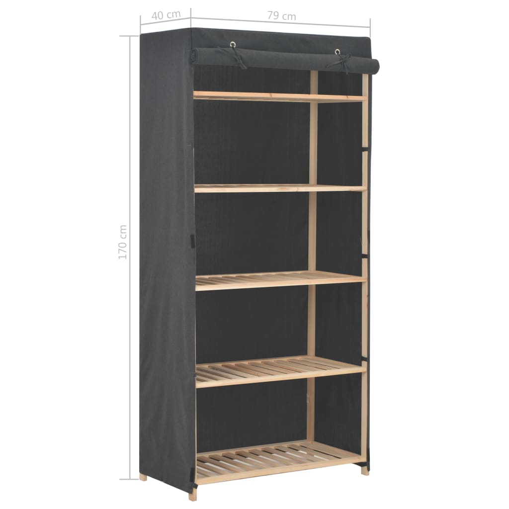 Wardrobe grey 79 x 40 x 170 cm fabric