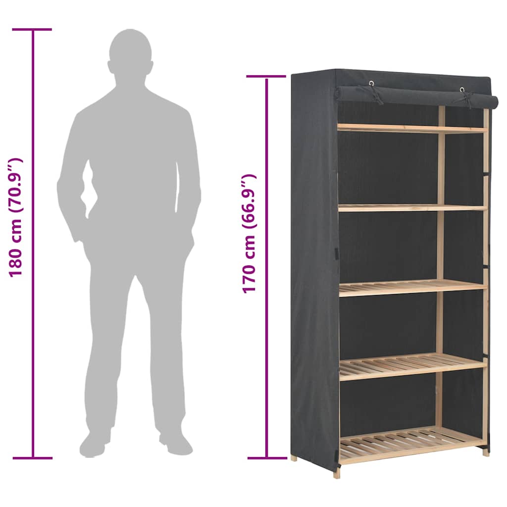 Kleiderschrank Grau 79 x 40 x 170 cm Stoff