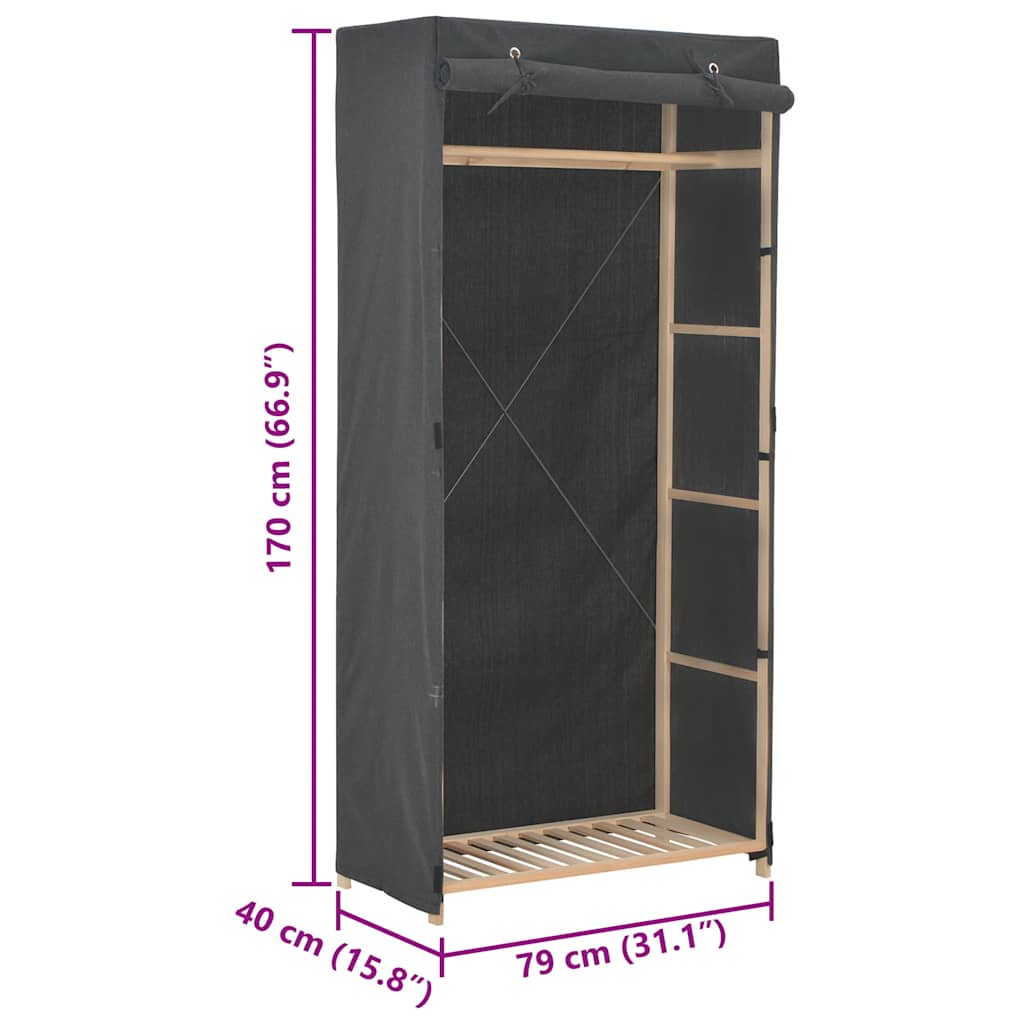 Kleiderschrank Grau 79 x 40 x 170 cm Stoff