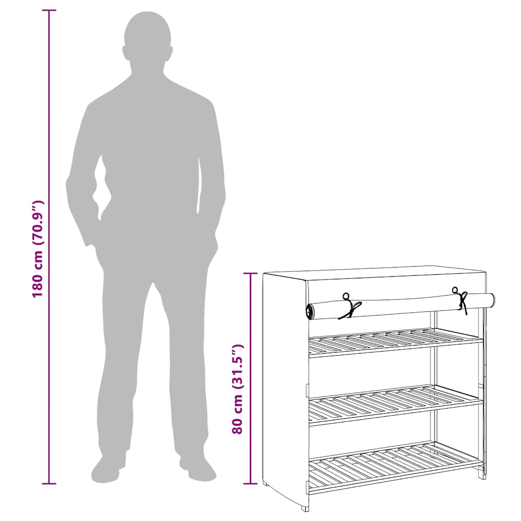 Schuhschrank mit Abdeckung Grau 79 x 40 x 80 cm Stoff