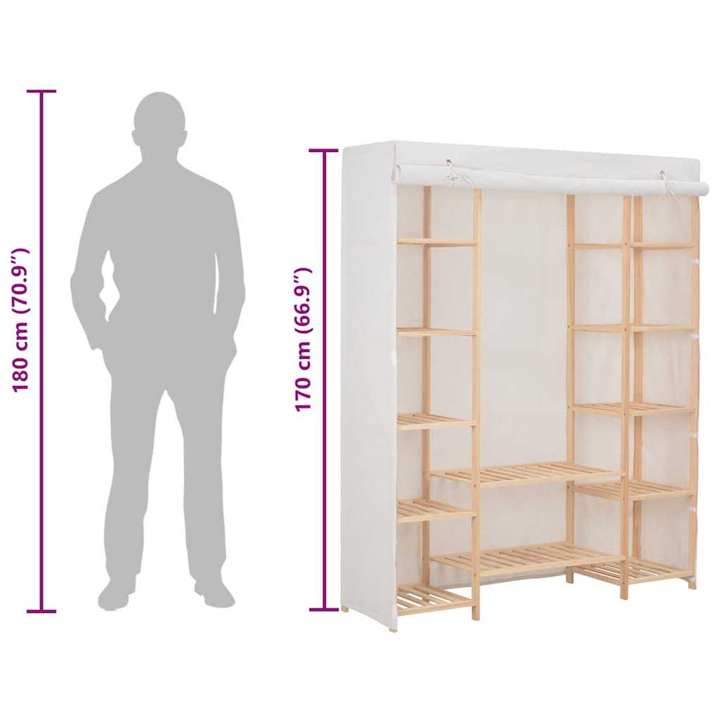 Kleiderschrank Weiß 135 x 40 x 170 cm Stoff