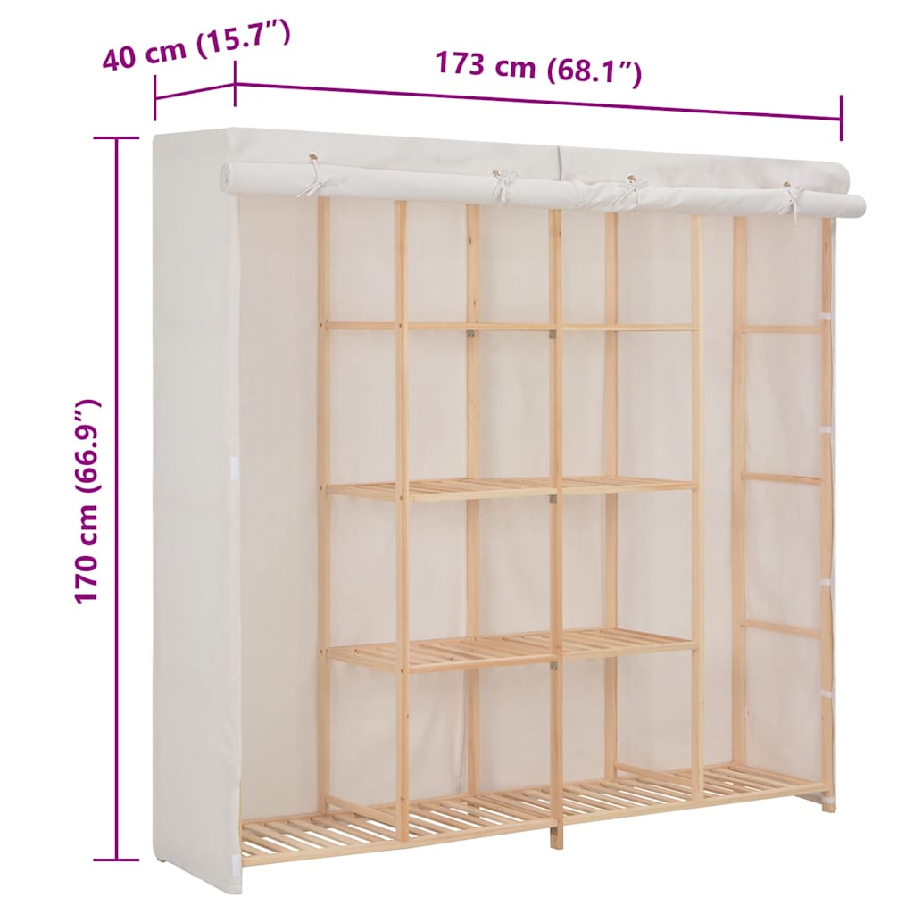 Kleiderschrank Weiß 173 x 40 x 170 cm Stoff