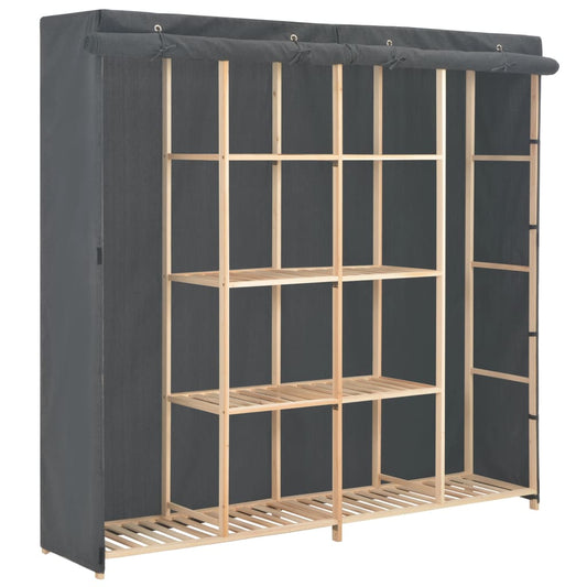 Wardrobe grey 173 x 40 x 170 cm fabric