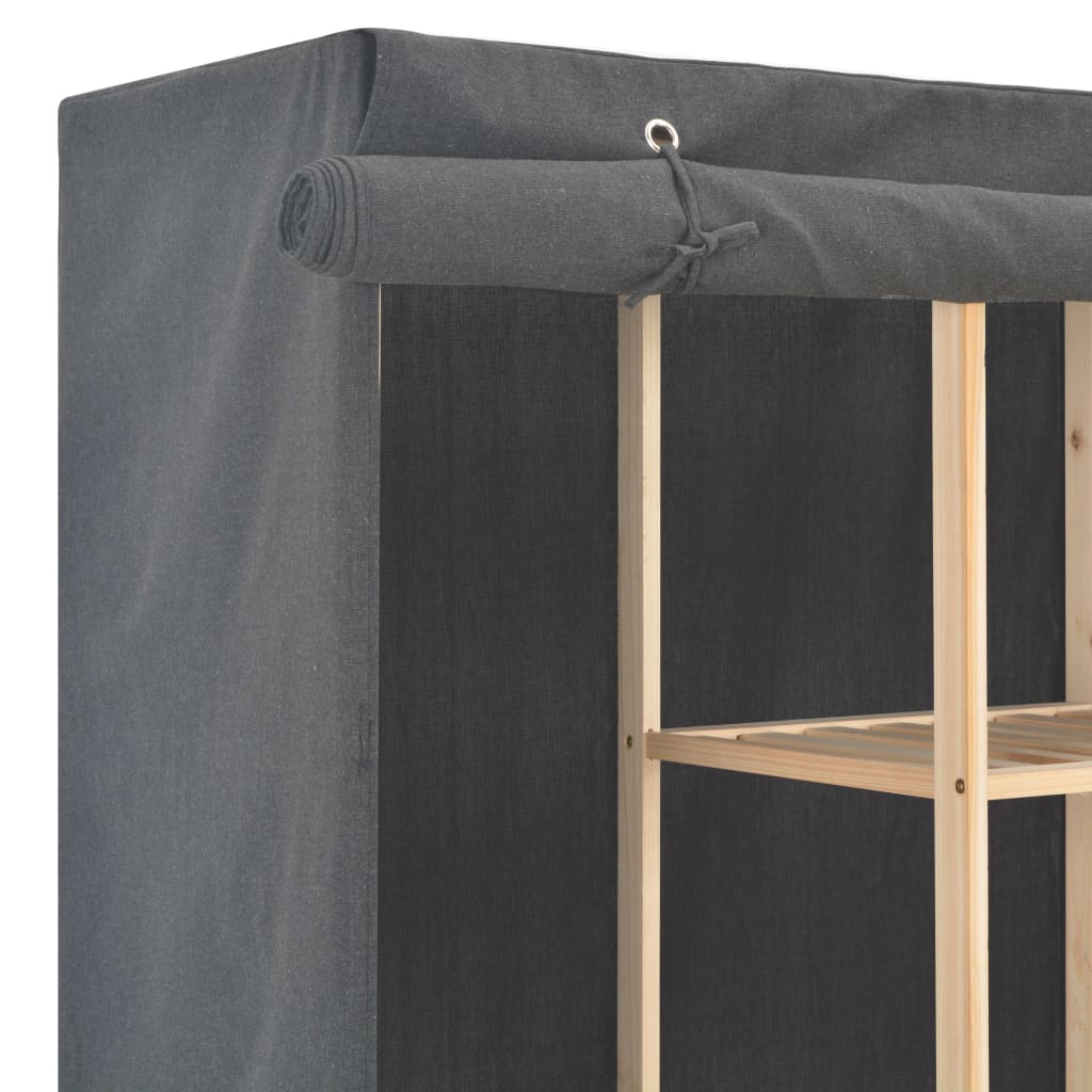 Wardrobe grey 173 x 40 x 170 cm fabric