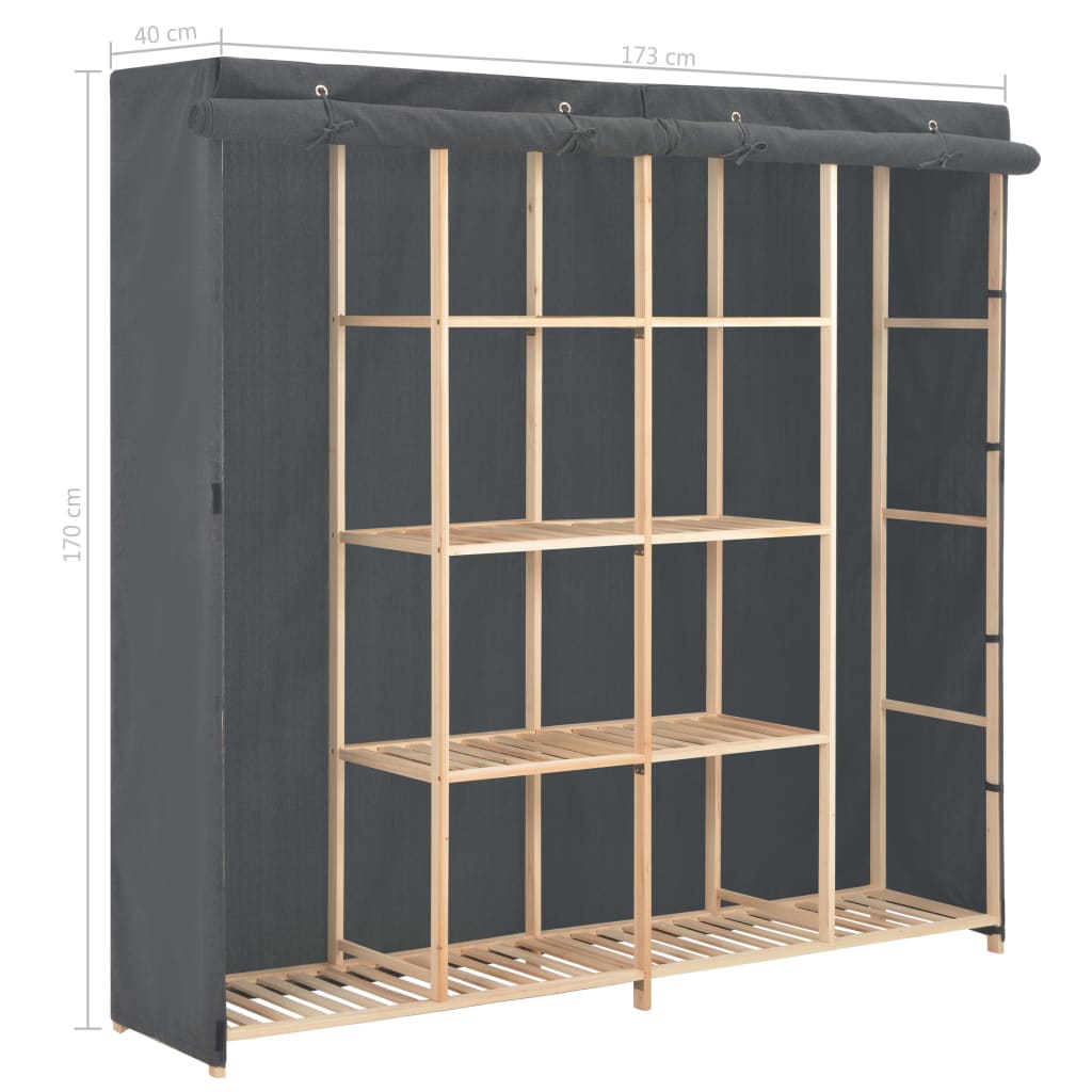 Wardrobe grey 173 x 40 x 170 cm fabric