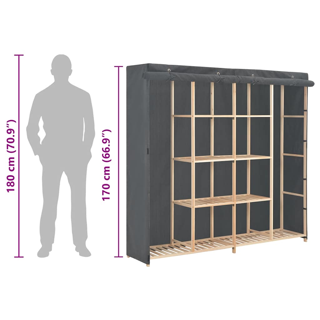 Kleiderschrank Grau 173 x 40 x 170 cm Stoff