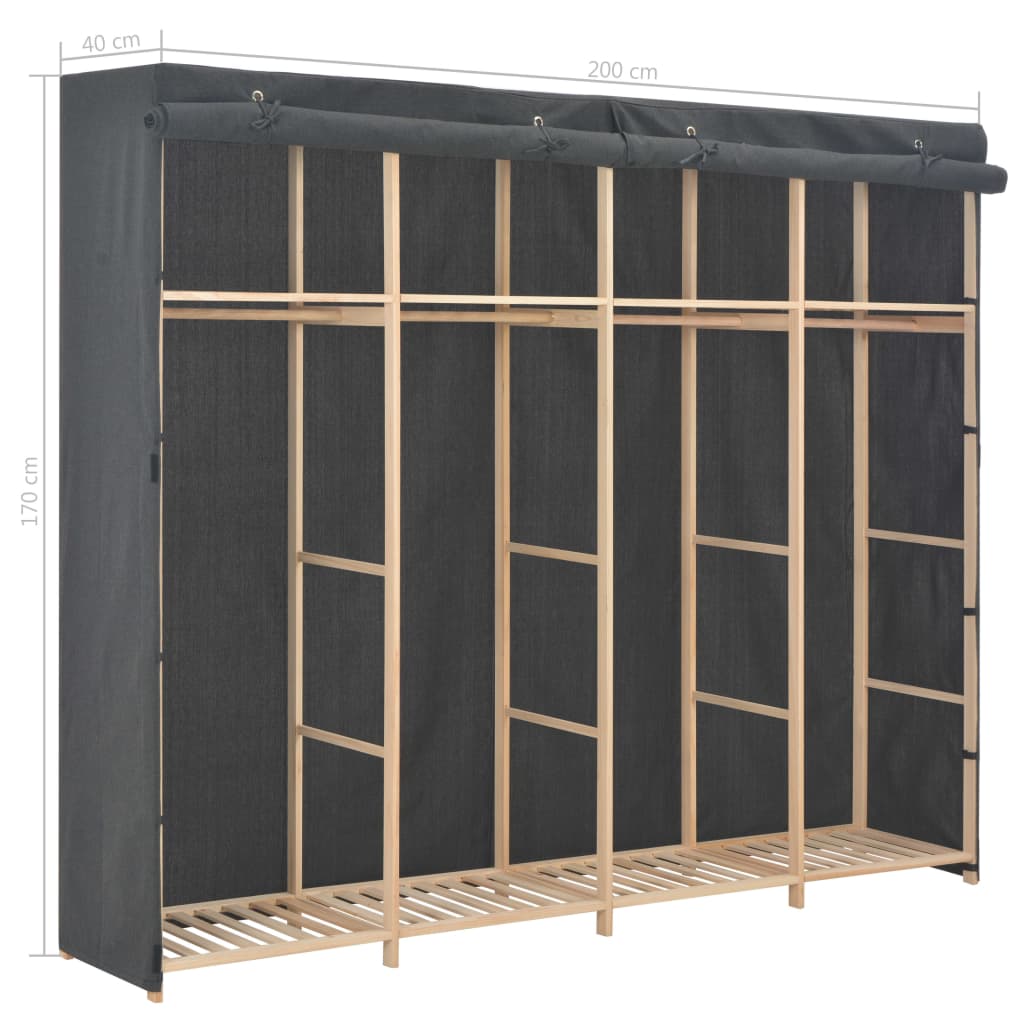 Wardrobe grey 200 x 40 x 170 cm fabric