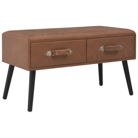 Table basse marron foncé 80x40x46 cm cuir artificiel