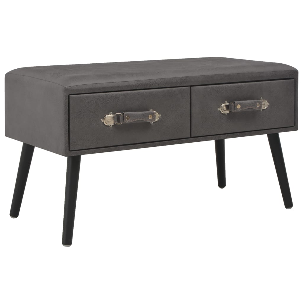 Table basse grise 80x40x46 cm en similicuir