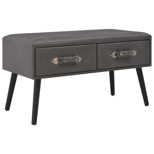 Table basse grise 80x40x46 cm en similicuir