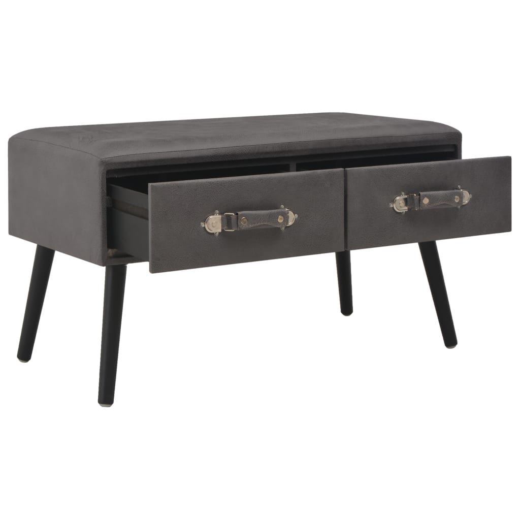 Table basse grise 80x40x46 cm en similicuir