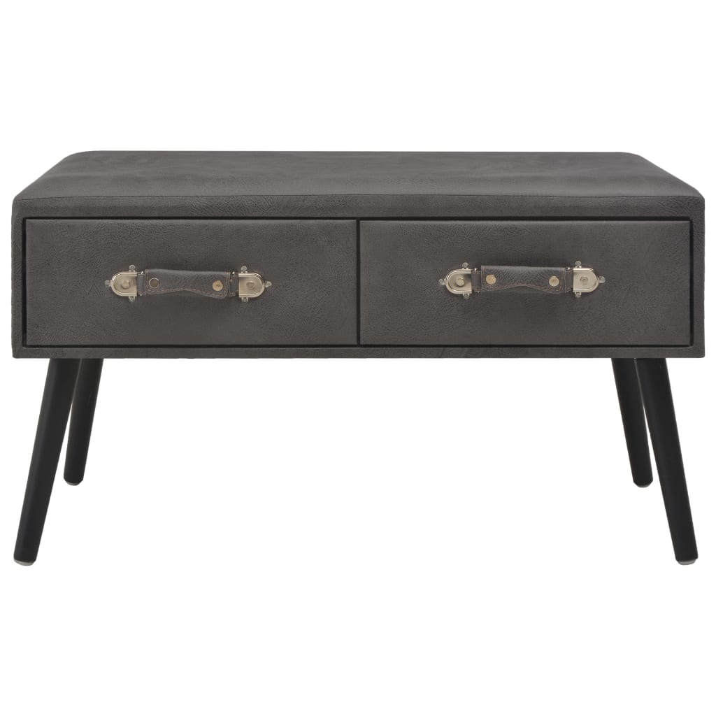 Table basse grise 80x40x46 cm en similicuir