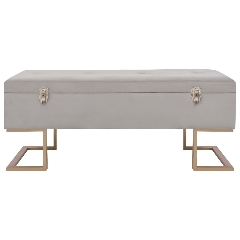 Bank mit Staufach 105 cm Grau Samt