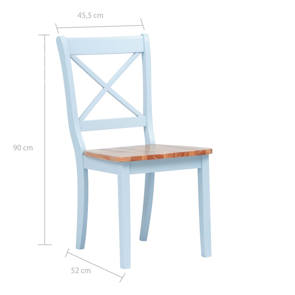 Esszimmerstühle 2 Stk Grau Helles Holz Massivholz Kautschukbaum