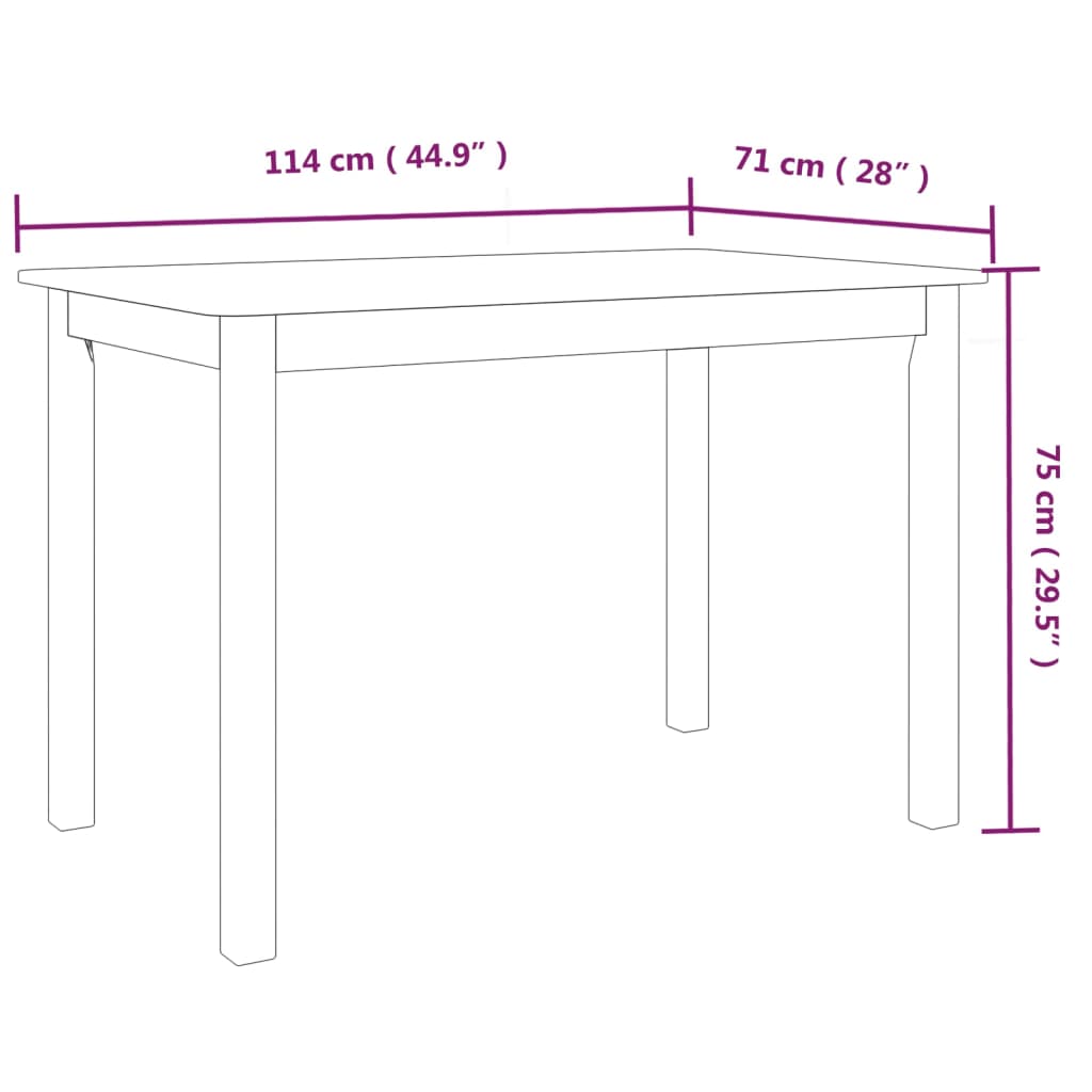 Esstisch Weiß und Braun 114x71x75 cm Massivholz Gummibaum