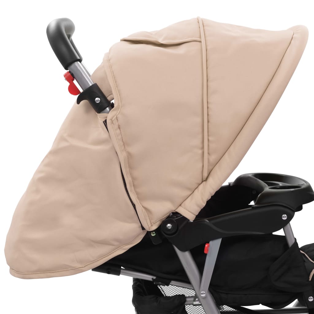 Tandem-Kinderwagen Stahl Taupe und Schwarz