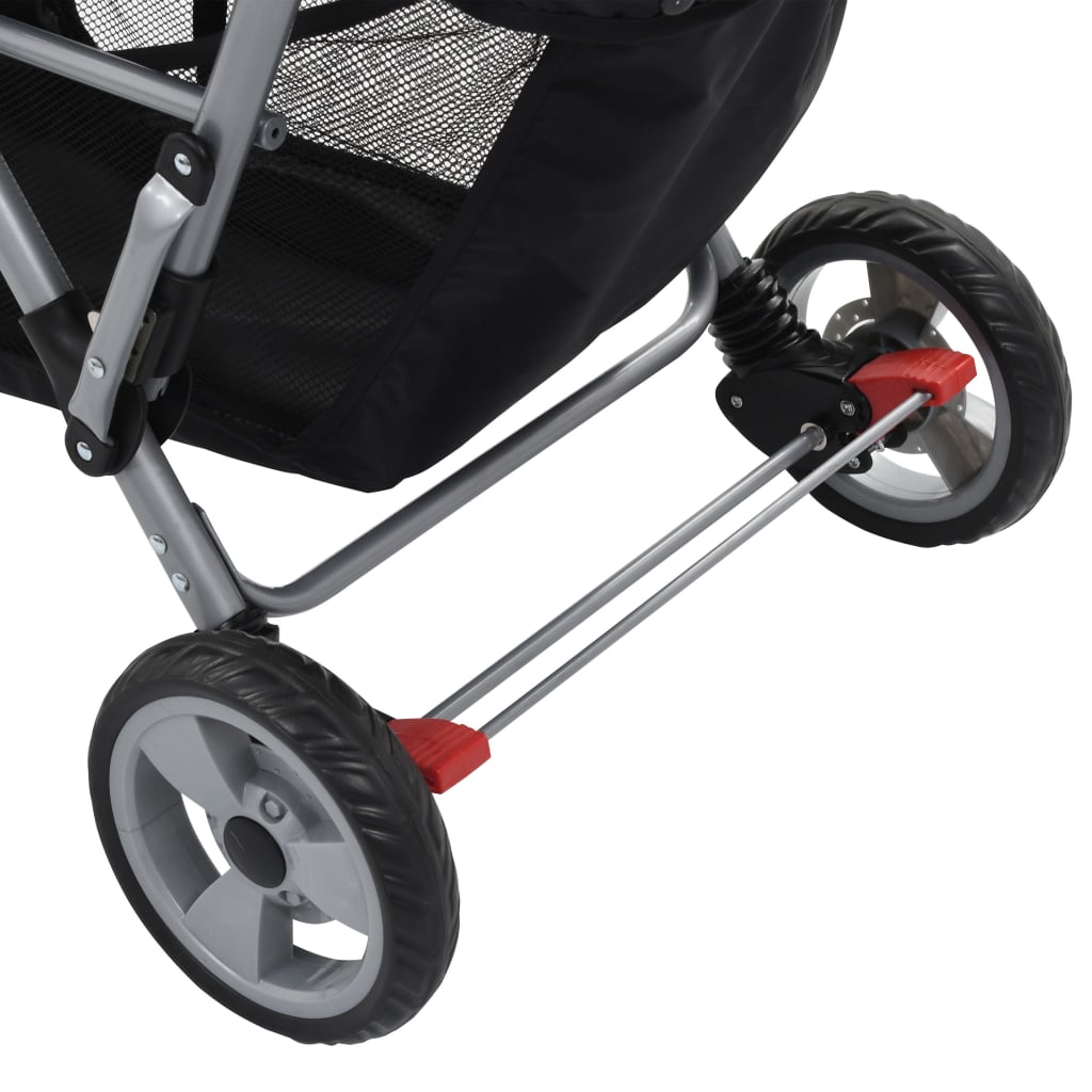 Tandem-Kinderwagen Stahl Taupe und Schwarz